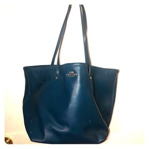 Coach Lathe Blue leather tote bag